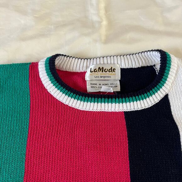 NWT La Mode Colorblock Pullover Sweater Men's XXL 90s Grunge Skater Preppy Y2K - Picture 2 of 7